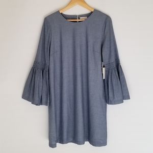 1. State bell sleeve loose fit midi dress.